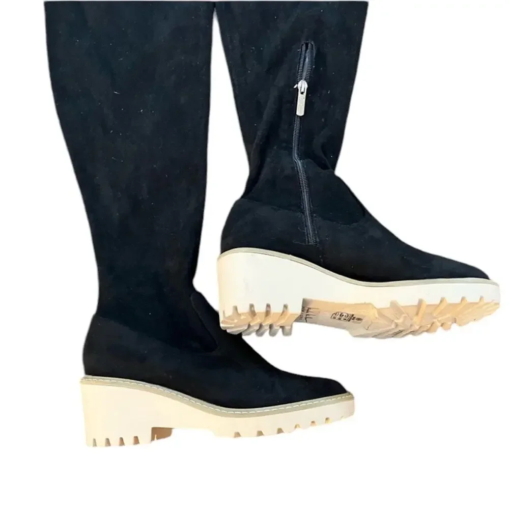 NWOT Nicole Miller Over the Knee Tie Back Black Boots – Sz 8.5